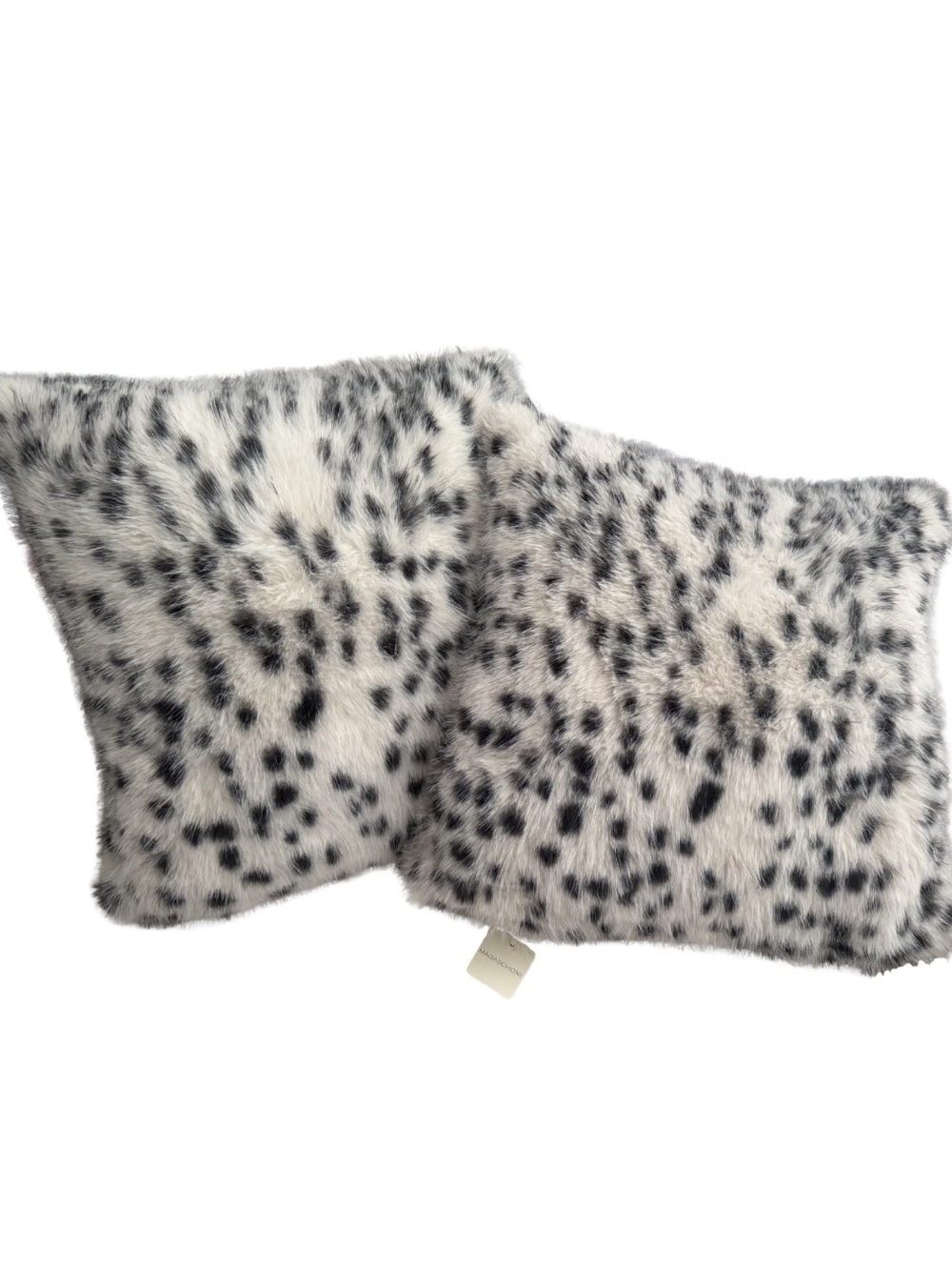 Magaschoni White and Black Spotted Faux Fur Accent Pillows (new with tags)